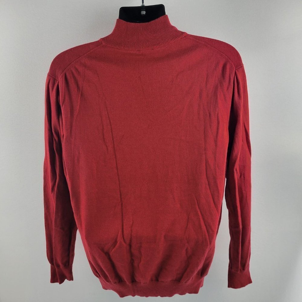 Jos A Bank signature collection quarter zip sweater mens pima Large red Mens 434 - Picture 5 of 10